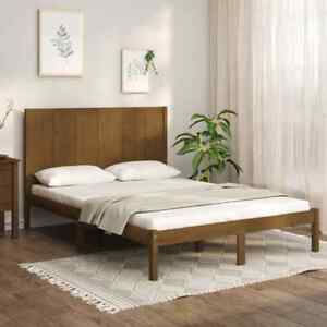 Bed Frame Honey Brown Solid Wood 120x190 cm 4FT Small Double