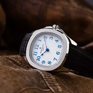 Antique Patek Philippe Aquanaut Geneve Swiss Mens Watch White Dial Wristwatch - Picture 1 of 8