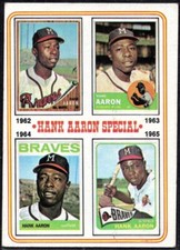 1974 Topps Baseball Card #4 Hank Aaron Special 1962-65 HOF Milwaukee Braves EX a