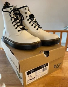 Dr. Martens Zavala Combat Boots White T Lamper Lace Up Leather NEW IN BOX - Picture 1 of 2