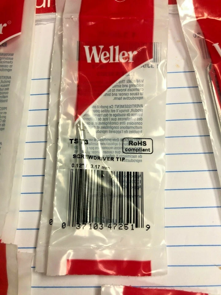 WELLER, punta de soldadura, TST3, punta de destornillador, punta de pistola de soldadura, compatible con ROHS Foto 1 de 1
