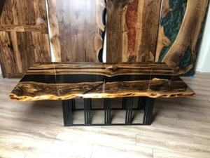 Dark Walnut Wood Resin Epoxy Table, Handmade Table top, Epoxy Dining Table top - Picture 1 of 2