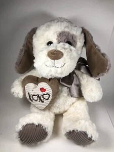 Walmart Plush Puppy Dog Beige Brown Ivory Heart XOXO Valentines Day 10” - Picture 1 of 11