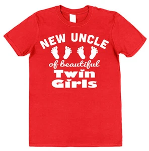 New Uncle of Beautiful Twin Girls Uncle T-Shirt Gift for Uncle of Baby Nieces - Picture 1 of 4