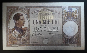 ROMANIA 1000 LEI 1934 SILVER PLATED POLYMER BANKNOTE - Picture 1 of 3