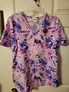 Performance Stretch Ethical fabric Scrub top Size Small W/Pockets NWT Tie Dye - Picture 1 of 13