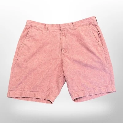 J. Pantalones Cortos Crew Rojo Coral Algodón Mezcla Lino Informales 9" Entrepierna Hombres Talla 36 Foto 1 de 4