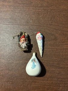 3 Christmas Ornaments - 2 Santa, 1 Angel - Picture 1 of 12