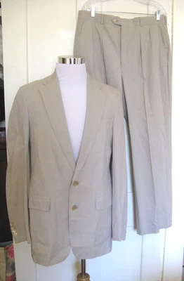 TRAJE SEERSUCKER VINTAGE HASPEL MARRÓN TOSTADO RAYAS 43 36 Foto 1 de 4