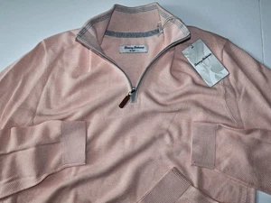 Tommy Bahama Coolside Half Zip Sweater Sweatshirt Peach Pink Neu Medium M - Bild 1 von 5