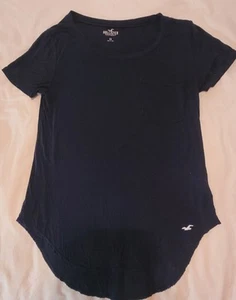 Hollister Shirt Women's XS Navy Easy Tee Round Neck Short Sleeve Top Logo - Picture 1 of 4