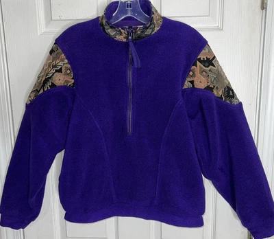 Vtg 90s Sz Small EMS 1/2 Zip Fleece Pullover Sweater Jacket Geometric USA 90s - Image 1 of 4