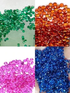 Natural 3 mm 200 Pcs Mixed Lot– Green ,Blue, Pink &Orange Sapphire (50 Pcs Each) - Picture 1 of 5