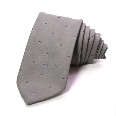 Corbata ajustada Christian Dior poliéster mezcla seda gris geométrica 3" ancho x 58" l Foto 1 de 4