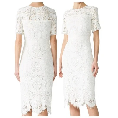Vestido Shoshanna Marmande 6 Mujer Blanco Encaje Midi Ocasión Especial Vaina Fiesta Foto 1 de 4