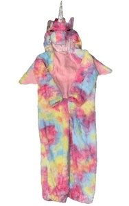 Unicorn Halloween costume or Pjs w/Hood Wings Tail One Piece Zip Up Girls Sz 4/5 - Picture 1 of 4