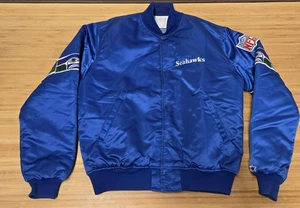 Vintage Seattle Seahawks Jacke Herren Large Blau NFL Football Satin Starter 90s - Bild 1 von 9