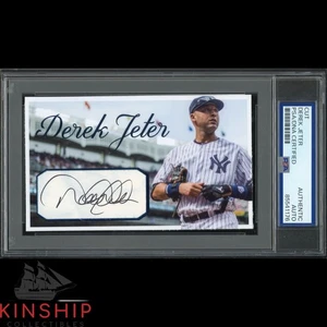 Derek Jeter signed Cut 3x5 Custom Card PSA DNA Slab Yankees Baseball Auto C5050 - Picture 1 of 2