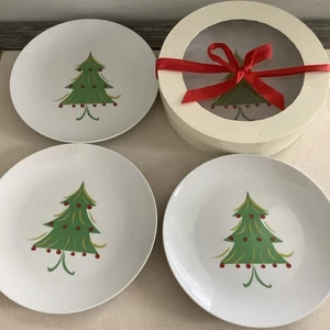 CIB 4er Set Sapota Dessertteller mit Weihnachtsbaum in Vitrine 8 Zoll Durchmesser - Bild 1 von 12