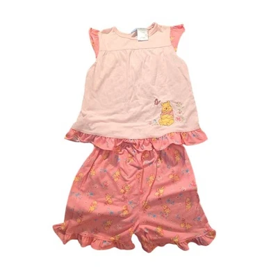 Disney y2k Winnie the Pooh Niñas Pijama Conjunto Talla 5T Dos Piezas Rosa Volantes Foto 1 de 4