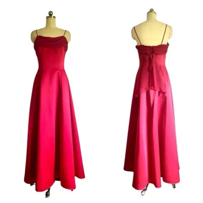 Michaelangelo 90s Red Formal Gown Dress Size 4 Spaghetti Evening Prom Wedding... - Изображение 1 из 4