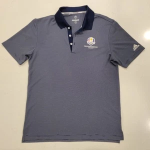 2018 Ryder Cup Adidas Blue Striped Golf Polo France National - Men's Medium (M) - Picture 1 of 11