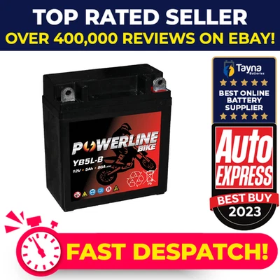 YB5L-B AGM Powerline Motorcycle Battery 12V 5Ah YB5LB GEL - Image 1 of 4