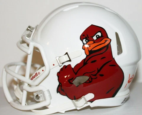 2012 Virginia Tech Hokies White Hokiebird Custom Riddell Mini Helmet Cover