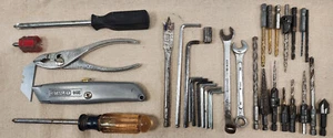 Lot of 33 Small Hand Tools Screwdrivers Pliers Stanley Hex Keys Drill Bit Wrench - Picture 1 of 6