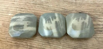 Vintage Mid Century Mod Set Lot 3 Square Celluloid Beige Green Marbled Buttons - Image 1 of 4