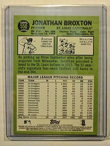 2016 Topps Heritage High Jonathan Broxton #550 Gum Stain Damage Back Variation - Picture 1 of 2