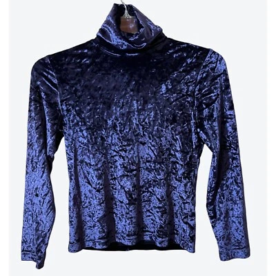 Top Sno Skins para mujer XS manga larga brillante azulado-púrpura terciopelo cuello alto Foto 1 de 4