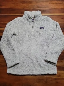 PATAGONIA Youth Jacket Large LOS GATOS Grey 1/4 Zip Pullover Deep Pile  Girls 12 - Picture 1 of 14