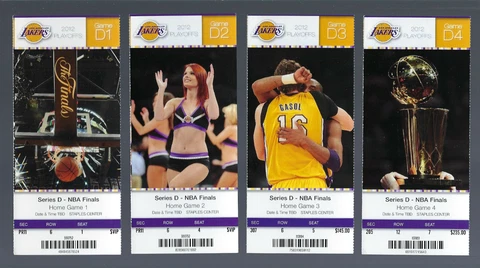 KOBE BRYANT 2012 NBA LAKERS NBA FINALS PLAYOFFS FULL TICKETS ALL 4 HOMES GAMES Cover