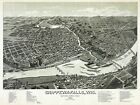 6084.Chippewa-falls,Wis.1886 aerial Poster.Bird eye view map.Home room interior