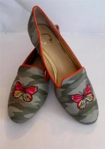 $148 C Wonder Camouflage Green Butterfly Smoking Shoes Flats Loafers ~10.5 M3020 - Picture 1 of 12