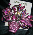 KIRKS FOLLY EXTREMELY RARE/SIGNED/VINTAGE "PINK BASKET OF FLOWERS BROOCH" BEAUTY