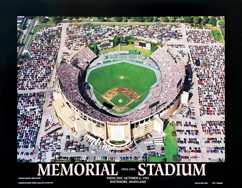 Baltimore Orioles MEMORIAL STADIUM 1991 Aerial View Premium 22x28 POSTER Cover