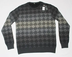 New MONTECHIARO Crewneck Sweater Men's MEDIUM M EU 50 Diamond Ombre Wool Gray - Picture 1 of 9