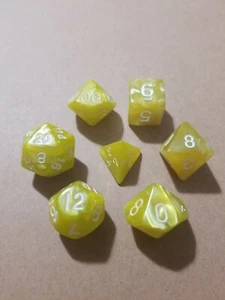 Polyhedral Gaming 7Pc Dice Set Yellow Swirl; DnD, Roleplaying, FREE SHIPPING - Picture 1 of 2