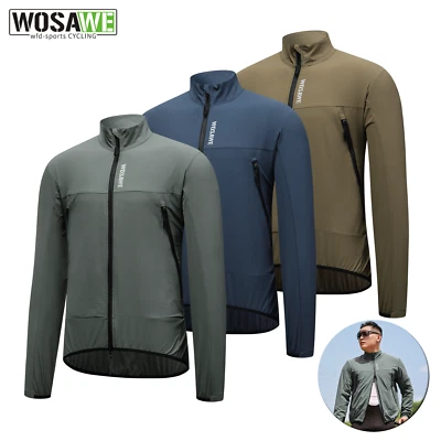 WOSAWE Unisex Cycling Windproof Jacket Large Zipper Pockets Breathable Windcoat - Image 1 of 4