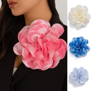Large Flower Brooch Women Fabric Corsage Lapel Pins Brooches Badge Accessories - Picture 1 of 17