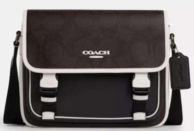 NWT COACH Men's RACER CY777 Messenger XBDY Bag In WALNUT / CHALK Sig CC Leather - Image 1 of 4