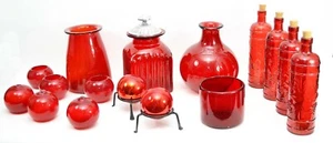 Assorted Red Glass Accessories, Wholesale Odd Lot-16 pcs - Picture 1 of 6