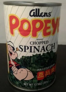 Vintage Allens Popeye Brand Spinach Can Sealed - Picture 1 of 8