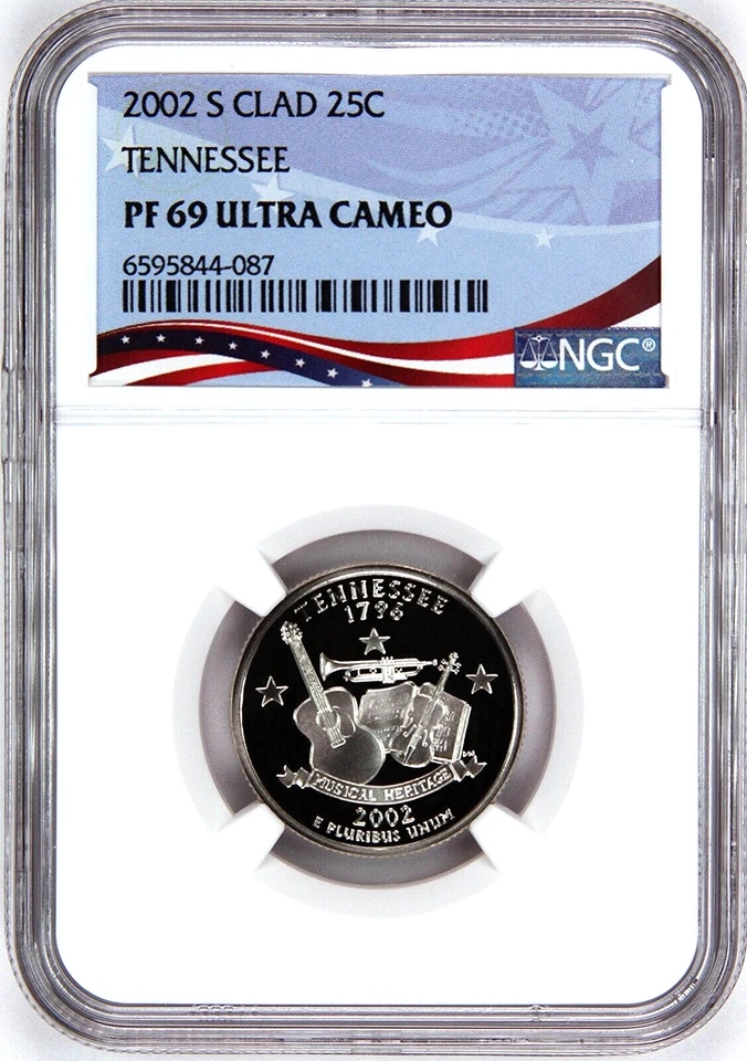 2002-S Proof State Quarter, Tennessee,  PF69 Ultra Cameo NGC, Patriotic Label - Image 1 of 4
