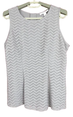NUEVA CAMISETA SIN MANGAS BANANA REPUBLIC para mujer 100 % rayón encaje zigzag gris topo forrada 6 Foto 1 de 4