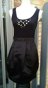 Nuevo vestido de cóctel negro MAX AND CLEO maxandcleo talla 8 pedrería burbuja - Imagen 1 de 8