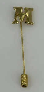 Initial Letter M Stick Pin Gold Tone Polished Jewelry 2.5 Inches - Picture 1 of 8