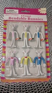 TOTYg Assorted 6 Count Bendable Bunnies Easter Basket Stuffer Toys - Picture 1 of 2